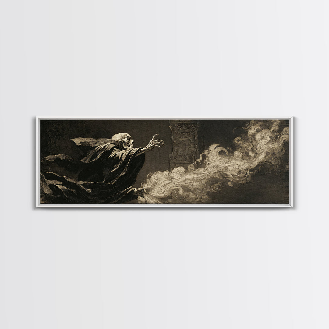 The Cathedral Of Bones, Dark Romantic Horror Art, Extra Wide Wall Art, Gothic Horror Wall Art, Framed Canvas Print, Halloween Wall Art