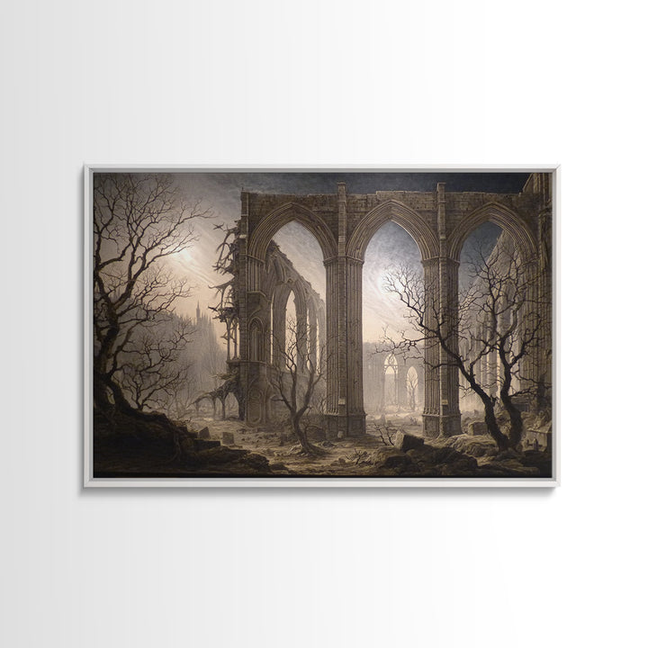The Cathedral Of Bones, Romantic Gothic Landscape, Landscape Wall Art, Dark Fantasy Wall Art, Framed Canvas Print