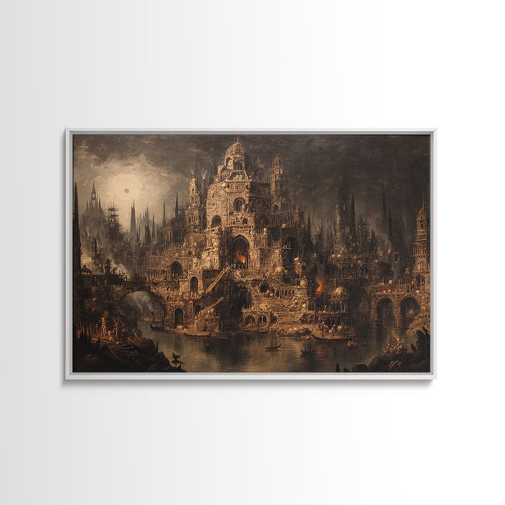 The Cathedral Of Bones, Symbolist Gothic Landscape, Landscape Wall Art, Macabre Wall Art, Canvas Print, Halloween Wall Art