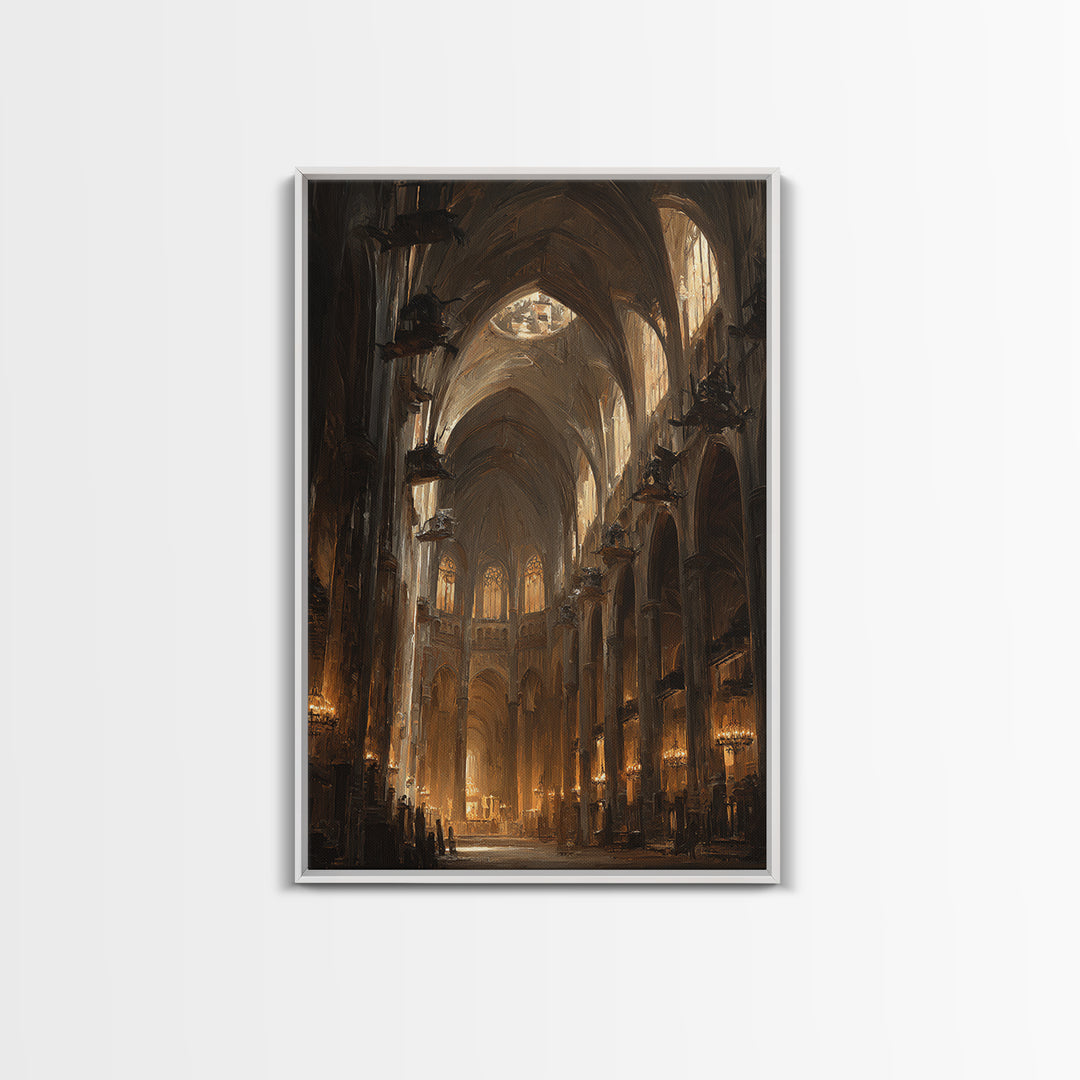 The Cathedral Of Bones, Expressionist Gothic Art, Vertical Wall Art, Dark Halloween Decor, Canvas Print, Halloween Wall Art
