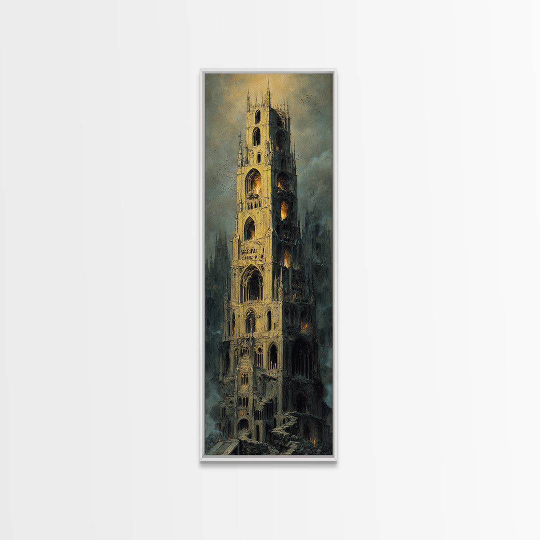The Cathedral Of Bones, Surreal Apocalyptic Art, Tall Narrow Wall Art, Gothic Horror Wall Art, Framed Canvas Print