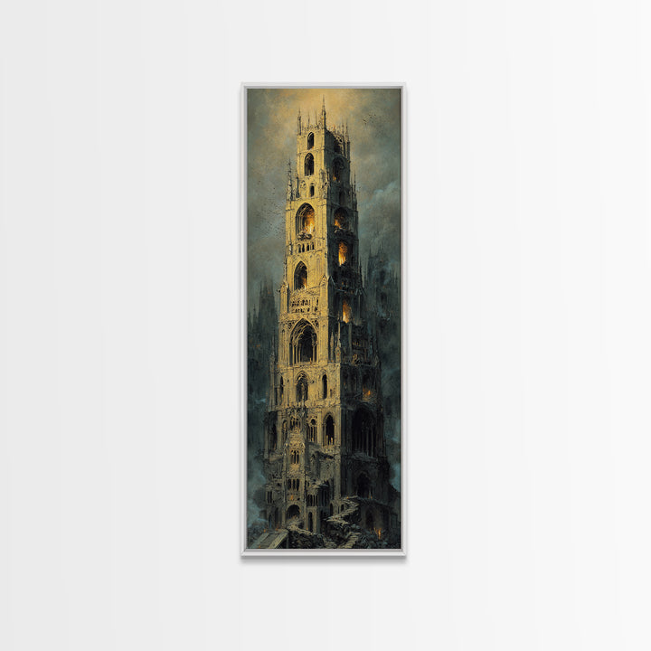 The Cathedral Of Bones, Surreal Apocalyptic Art, Tall Narrow Wall Art, Gothic Horror Wall Art, Framed Canvas Print