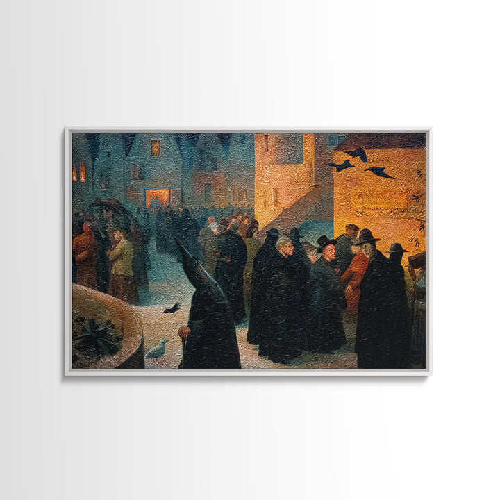 The Town Where Shadows Live, Medieval Grotesque Art, Landscape Wall Art, Gothic Horror Wall Art, Framed Canvas Print