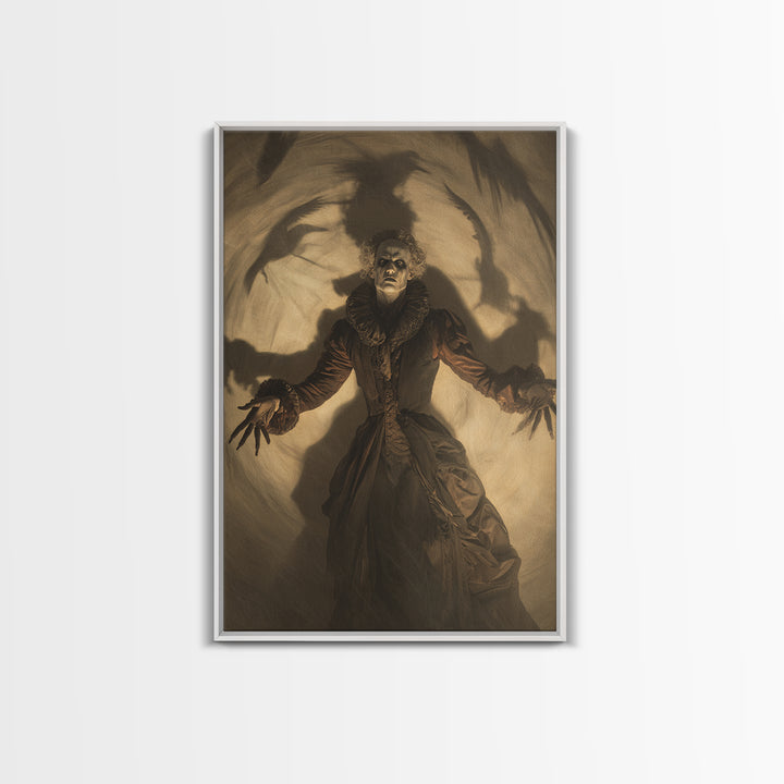 The Town Where Shadows Live, Gothic Nightmare Art, Vertical Wall Art, Dark Halloween Decor, Framed Canvas Print, Halloween Wall Art