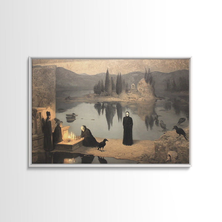 The Town Where Shadows Live, Symbolist Gothic Landscape, Landscape Wall Art, Dark Fantasy Wall Art, Canvas Print, Halloween Wall Art