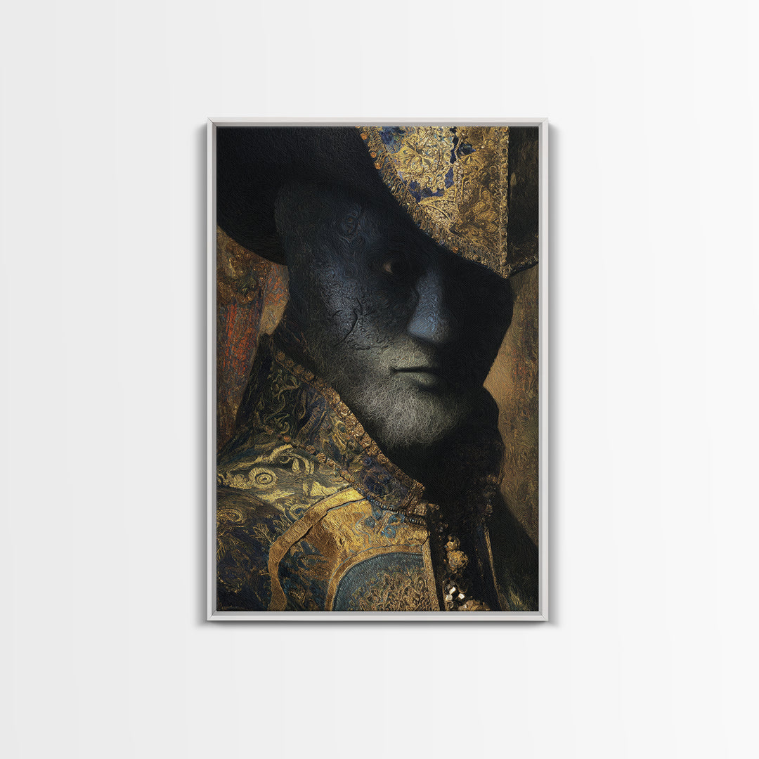 The Town Where Shadows Live, Ornate Symbolist Art, Vertical Wall Art, Gothic Horror Wall Art, Canvas Print, Halloween Wall Art