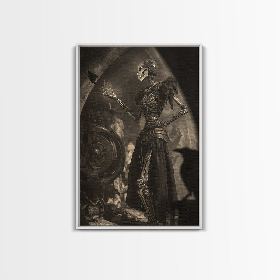The Town Where Shadows Live, Biomechanical Horror Art, Vertical Wall Art, Gothic Horror Wall Art, Framed Canvas Print, Halloween Wall Art