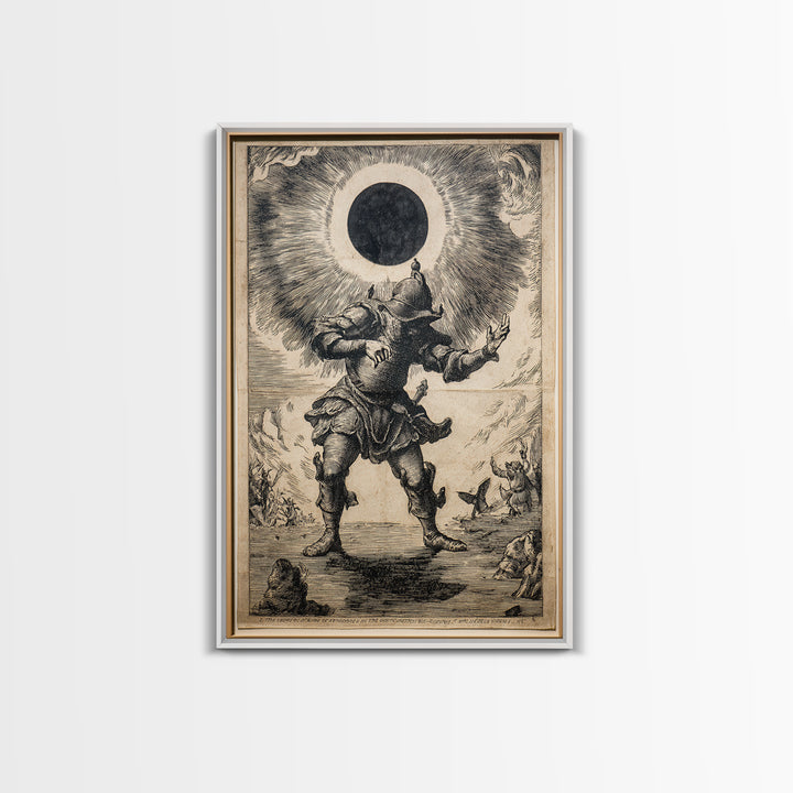 The Eclipse Summoning, Renaissance Engraving Art, Vertical Wall Art, Gothic Horror Wall Art, Canvas Print, Halloween Wall Art