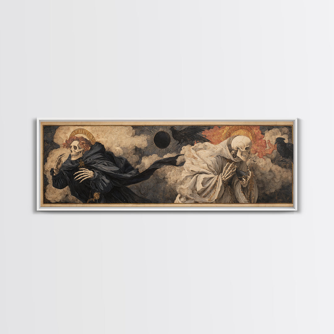 The Eclipse Summoning, Danse Macabre Art, Extra Wide Wall Art, Dark Fantasy Wall Art, Framed Canvas Print