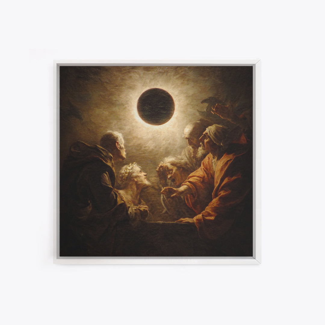 The Eclipse Summoning, Gothic Nightmare Art, Square Wall Art, Dark Halloween Decor, Framed Canvas Print, Halloween Wall Art