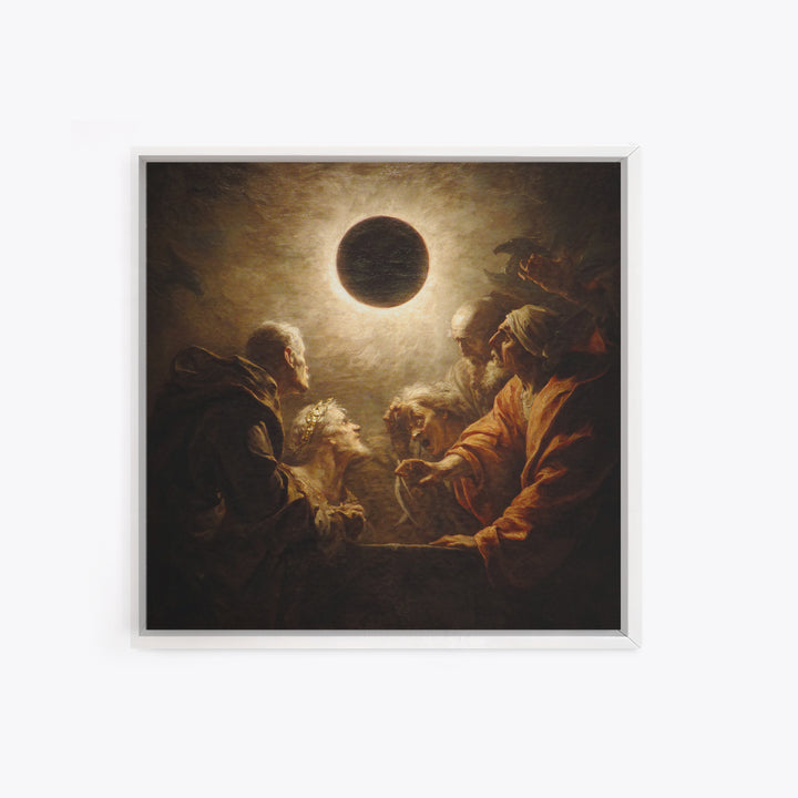 The Eclipse Summoning, Gothic Nightmare Art, Square Wall Art, Dark Halloween Decor, Framed Canvas Print, Halloween Wall Art
