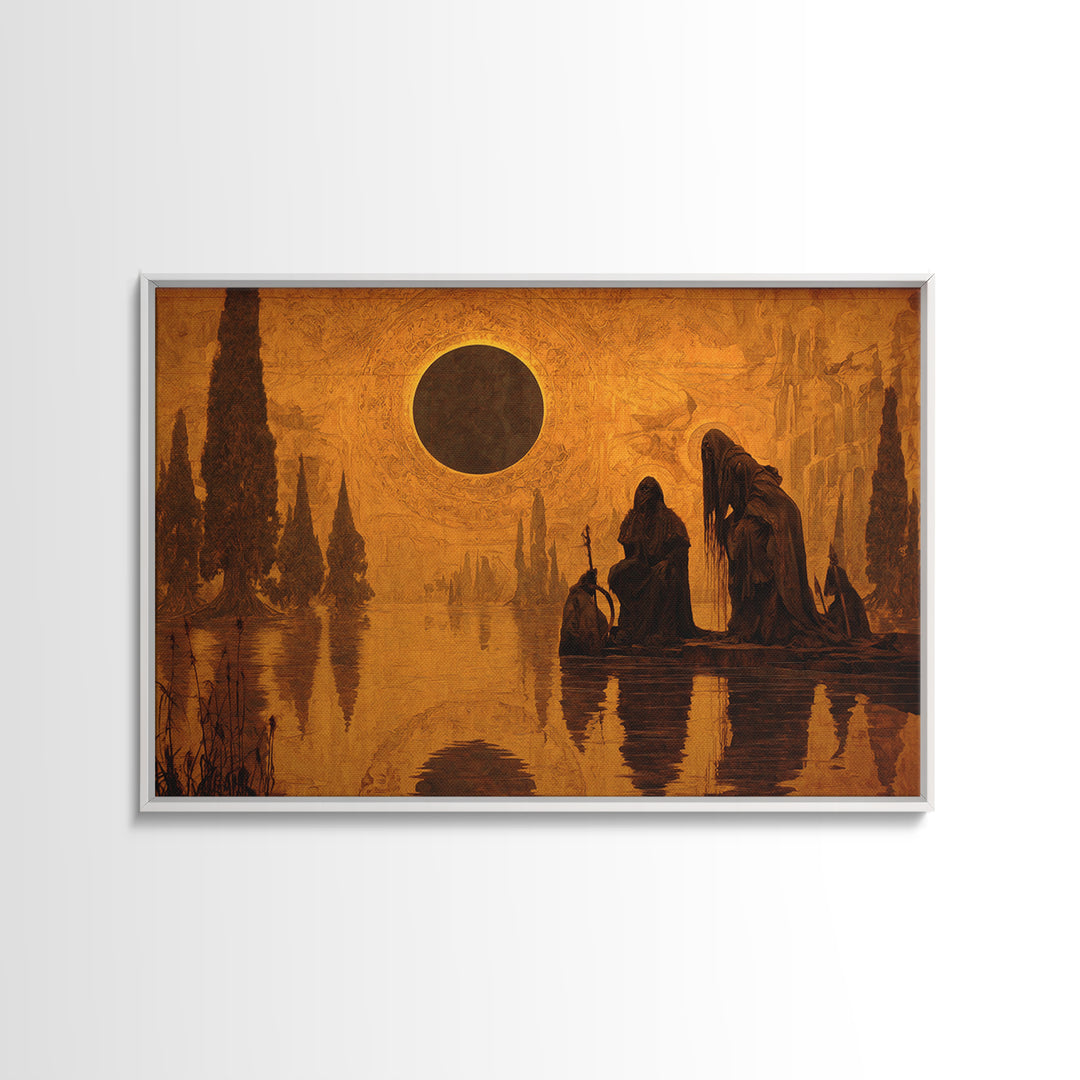The Eclipse Summoning, Symbolist Gothic Landscape, Landscape Wall Art, Gothic Horror Wall Art, Canvas Print, Halloween Wall Art