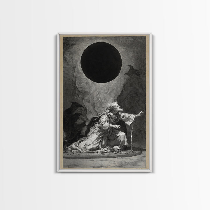 The Eclipse Summoning, Decadent Gothic Art, Vertical Wall Art, Dark Halloween Decor, Canvas Print, Halloween Wall Art