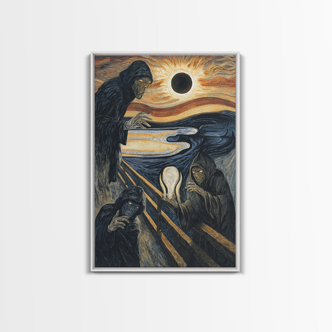The Eclipse Summoning, Expressionist Gothic Art, Vertical Wall Art, Gothic Horror Wall Art, Framed Canvas Print, Halloween Wall Art
