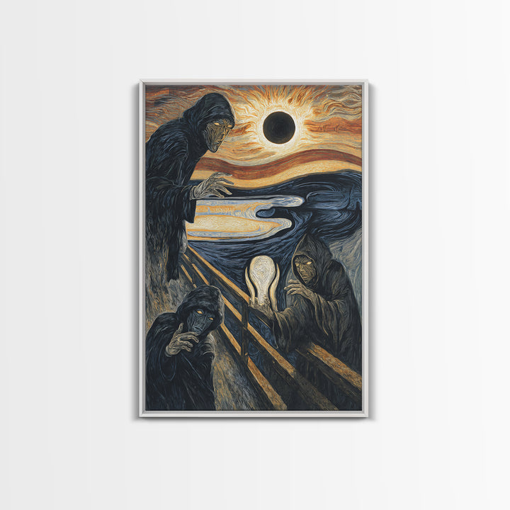 The Eclipse Summoning, Expressionist Gothic Art, Vertical Wall Art, Gothic Horror Wall Art, Framed Canvas Print, Halloween Wall Art
