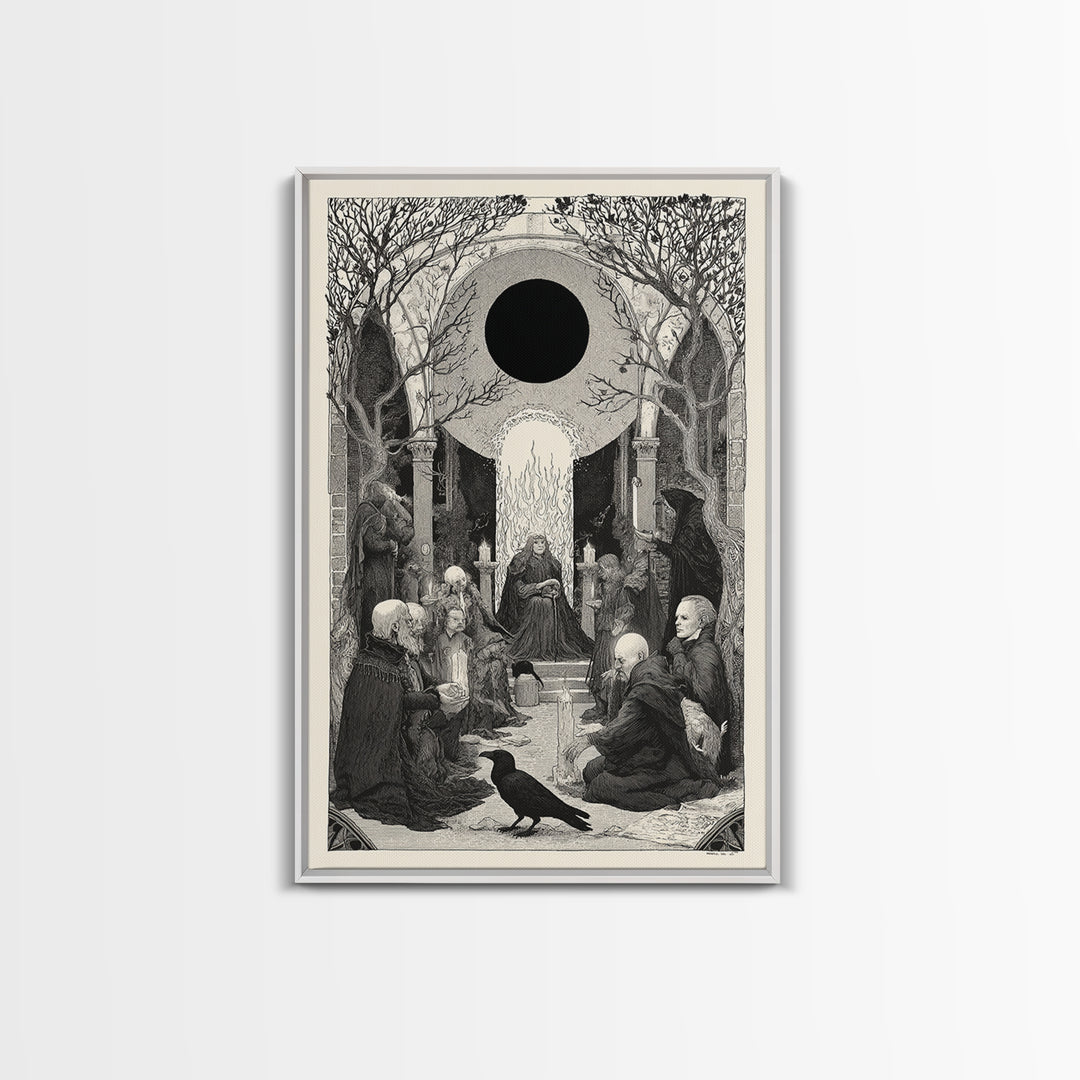 The Eclipse Summoning, Victorian Macabre Art, Vertical Wall Art, Gothic Horror Wall Art, Canvas Print, Halloween Wall Art