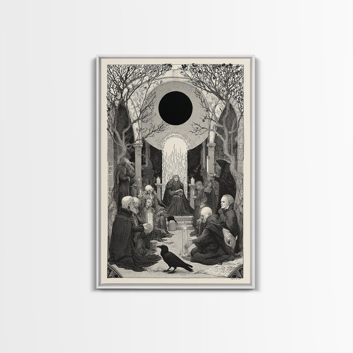 The Eclipse Summoning, Victorian Macabre Art, Vertical Wall Art, Gothic Horror Wall Art, Canvas Print, Halloween Wall Art