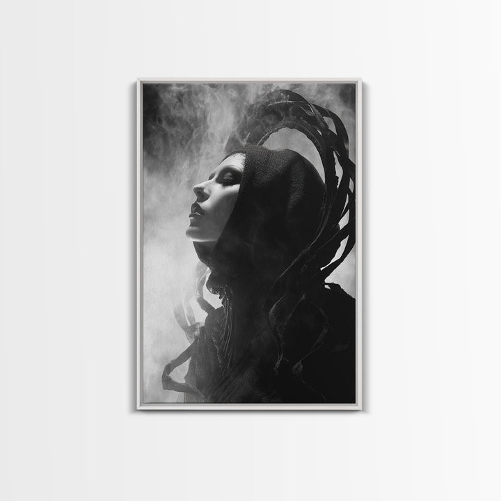 The Eclipse Summoning, Biomechanical Horror Art, Vertical Wall Art, Gothic Horror Wall Art, Canvas Print, Halloween Wall Art