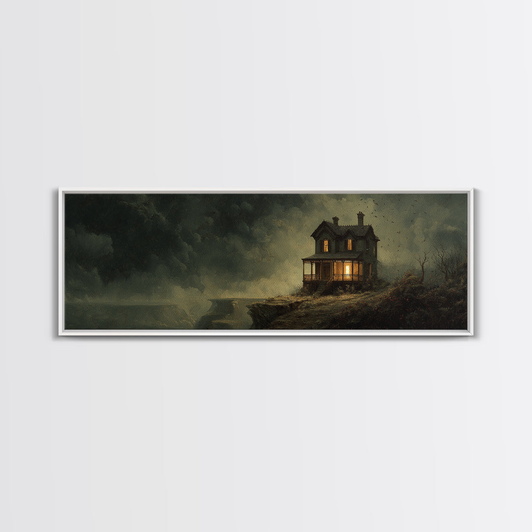 The Last House At The World'S Edge, Medieval Grotesque Art, Extra Wide Wall Art, Macabre Wall Art, Framed Canvas Print