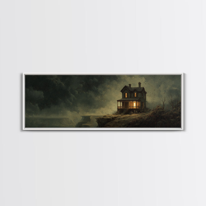 The Last House At The World'S Edge, Medieval Grotesque Art, Extra Wide Wall Art, Macabre Wall Art, Framed Canvas Print