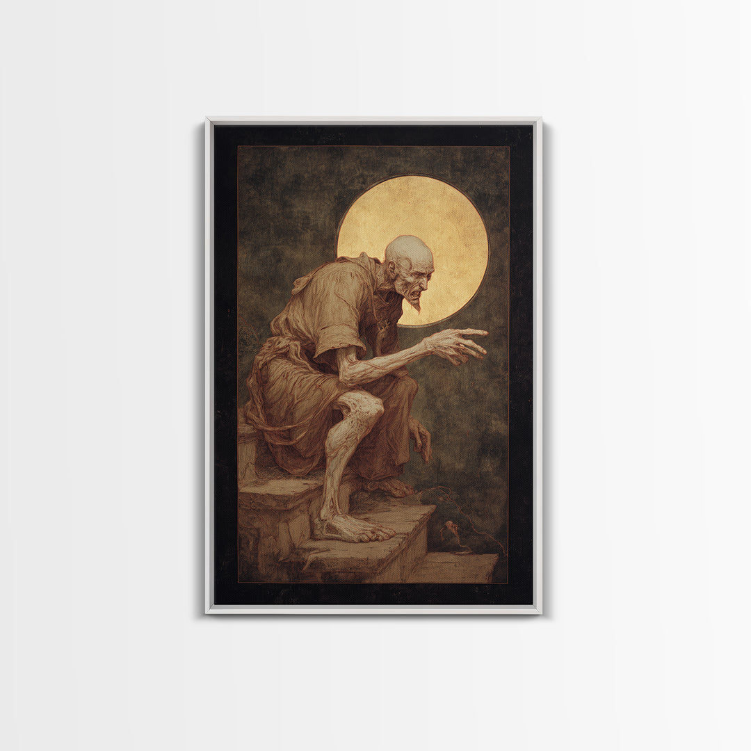 The Last House At The World'S Edge, Dark Renaissance Art, Vertical Wall Art, Dark Halloween Decor, Framed Canvas Print