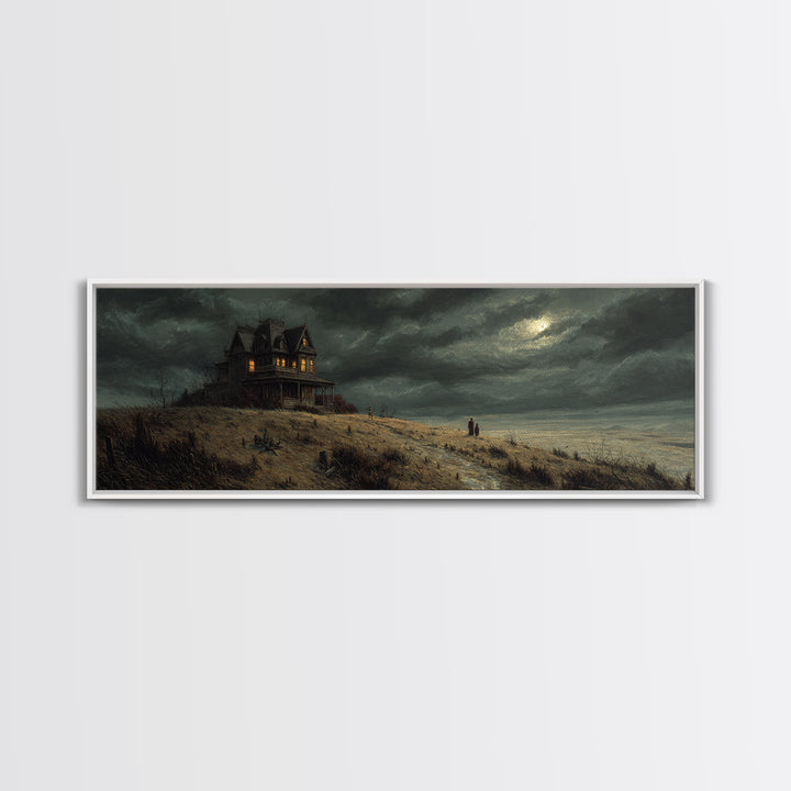 The Last House At The World'S Edge, Danse Macabre Art, Extra Wide Wall Art, Dark Halloween Decor, Canvas Print