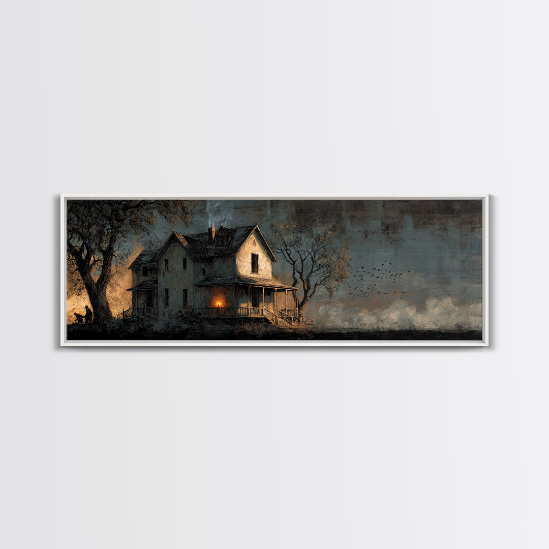 The Last House At The World'S Edge, Dark Romantic Horror Art, Extra Wide Wall Art, Dark Fantasy Wall Art, Framed Canvas Print