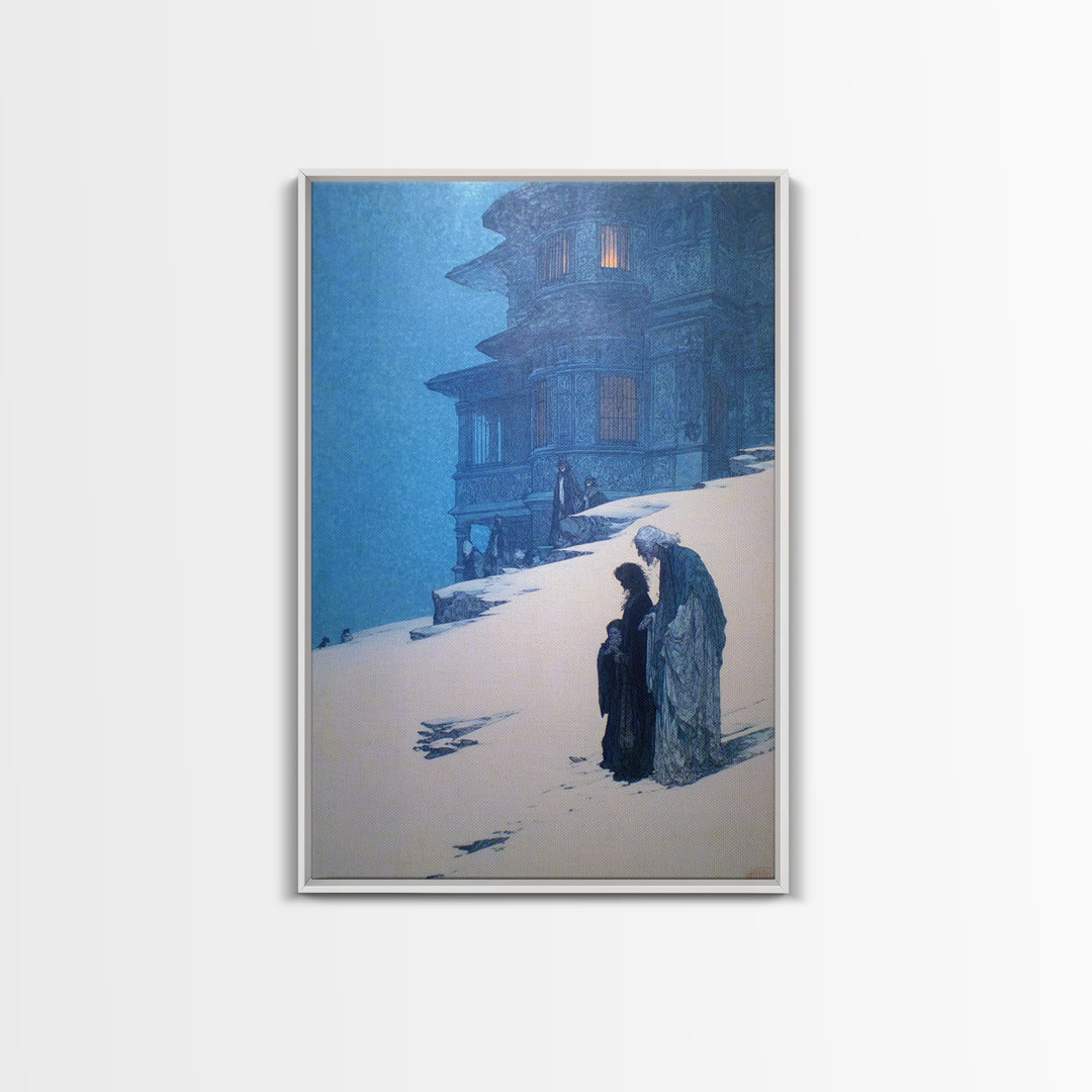 The Last House At The World'S Edge, Symbolist Death Art, Vertical Wall Art, Gothic Horror Wall Art, Framed Canvas Print