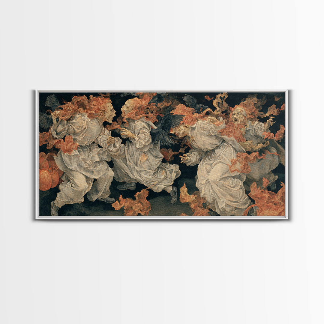 Halloween On Another Planet, Dark Renaissance Art, Wide Panoramic Art, Dark Halloween Decor, Canvas Print, Halloween Wall Art