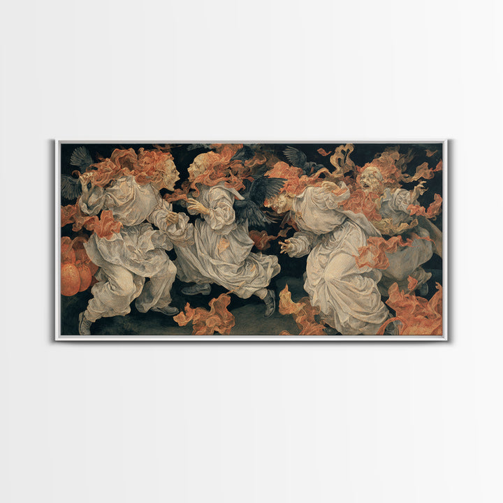Halloween On Another Planet, Dark Renaissance Art, Wide Panoramic Art, Dark Halloween Decor, Canvas Print, Halloween Wall Art