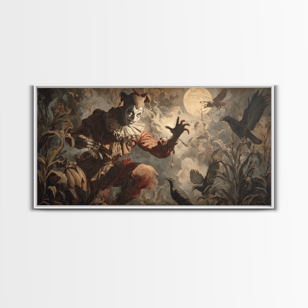 Halloween On Another Planet, Gothic Nightmare Art, Wide Panoramic Art, Macabre Wall Art, Framed Canvas Print, Halloween Wall Art