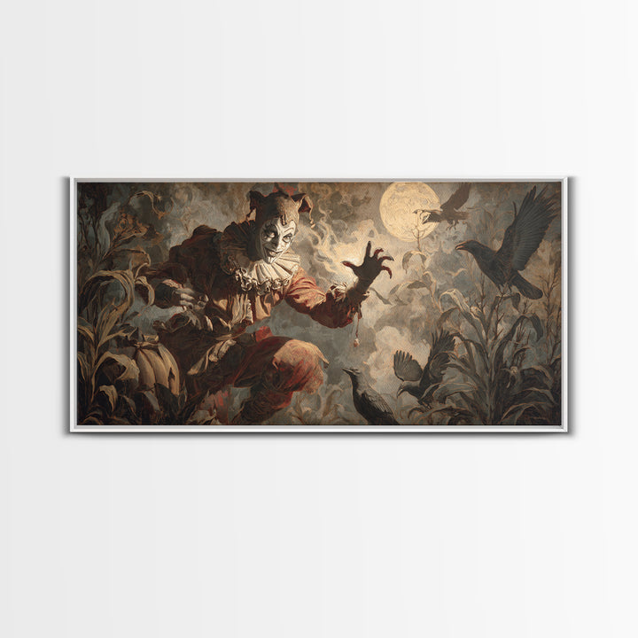 Halloween On Another Planet, Gothic Nightmare Art, Wide Panoramic Art, Macabre Wall Art, Framed Canvas Print, Halloween Wall Art