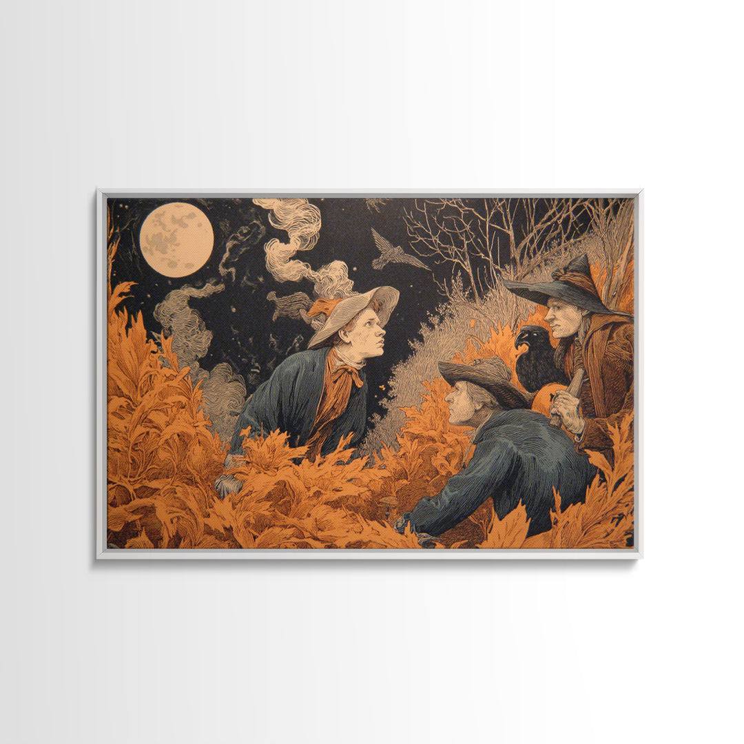 Halloween On Another Planet, Symbolist Etching Art, Landscape Wall Art, Dark Halloween Decor, Canvas Print, Halloween Wall Art