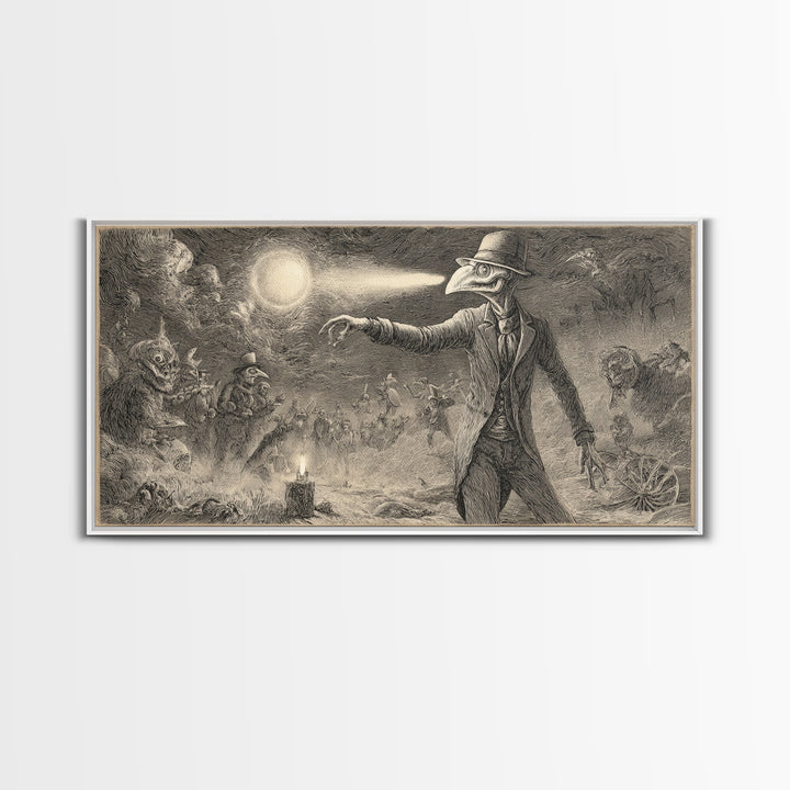 Halloween On Another Planet, Expressionist Nightmare Art, Wide Panoramic Art, Gothic Horror Wall Art, Canvas Print, Halloween Wall Art