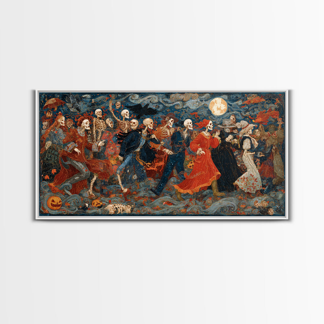 Halloween On Another Planet, Grotesque Carnival Art, Wide Panoramic Art, Dark Halloween Decor, Framed Canvas Print, Halloween Wall Art