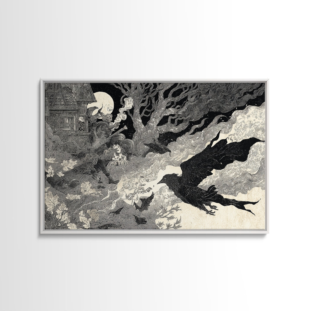 Halloween On Another Planet, Victorian Macabre Art, Landscape Wall Art, Macabre Wall Art, Framed Canvas Print, Halloween Wall Art