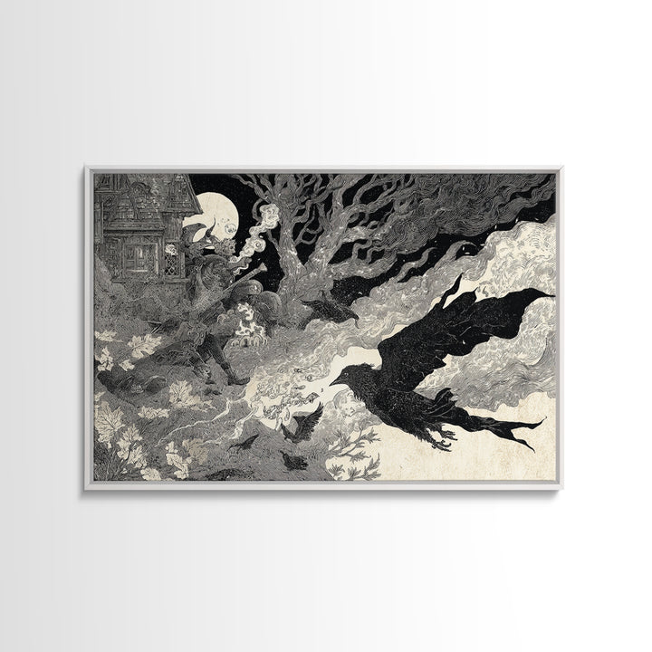 Halloween On Another Planet, Victorian Macabre Art, Landscape Wall Art, Macabre Wall Art, Framed Canvas Print, Halloween Wall Art