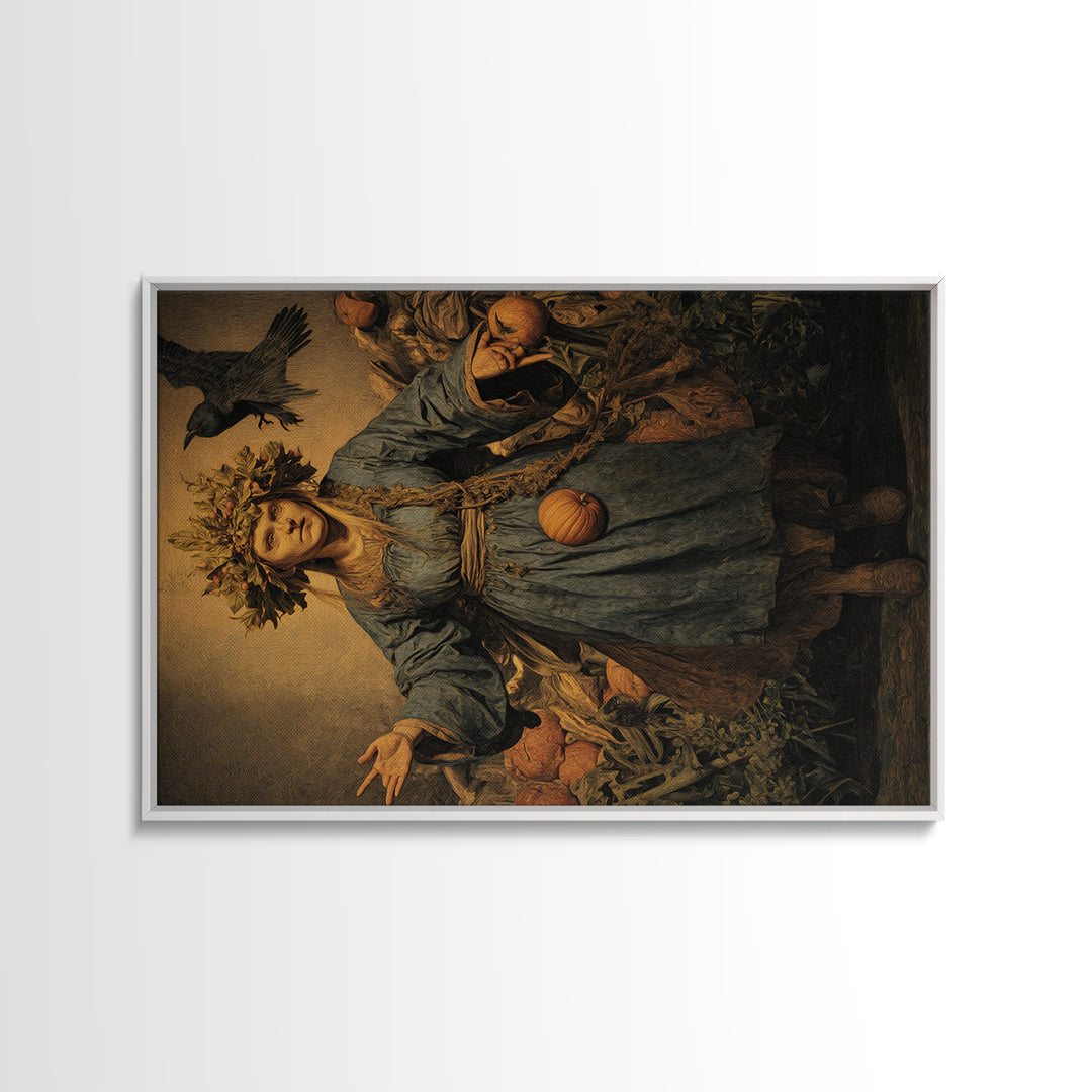 The Personification Of October, Medieval Grotesque Art, Landscape Wall Art, Gothic Horror Wall Art, Framed Canvas Print