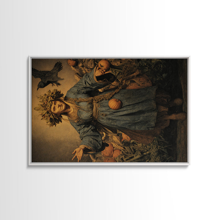 The Personification Of October, Medieval Grotesque Art, Landscape Wall Art, Gothic Horror Wall Art, Framed Canvas Print