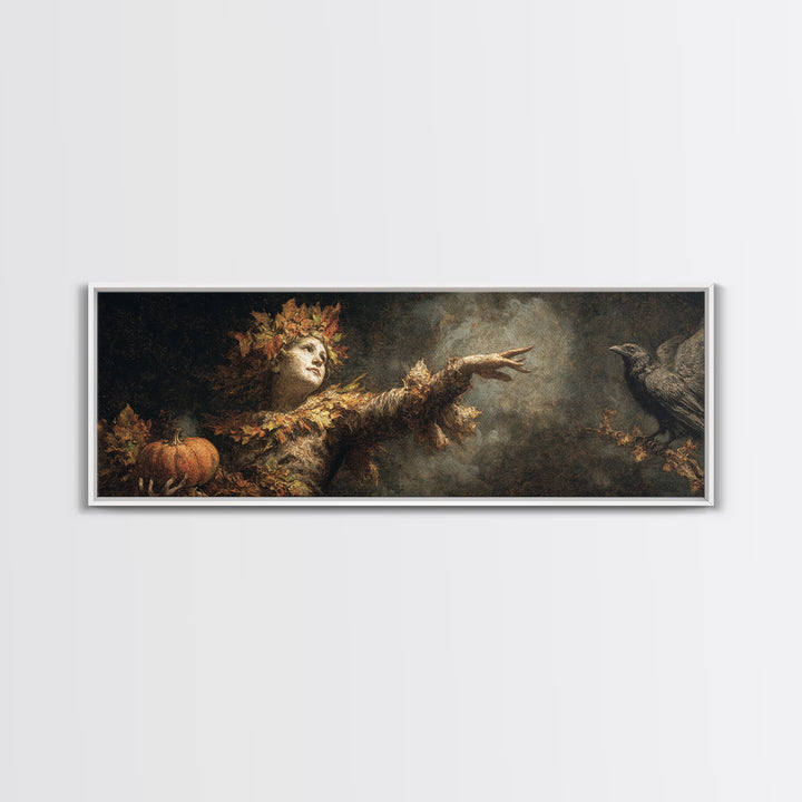 The Personification Of October, Dark Romantic Horror Art, Extra Wide Wall Art, Gothic Horror Wall Art, Canvas Print, Halloween Wall Art