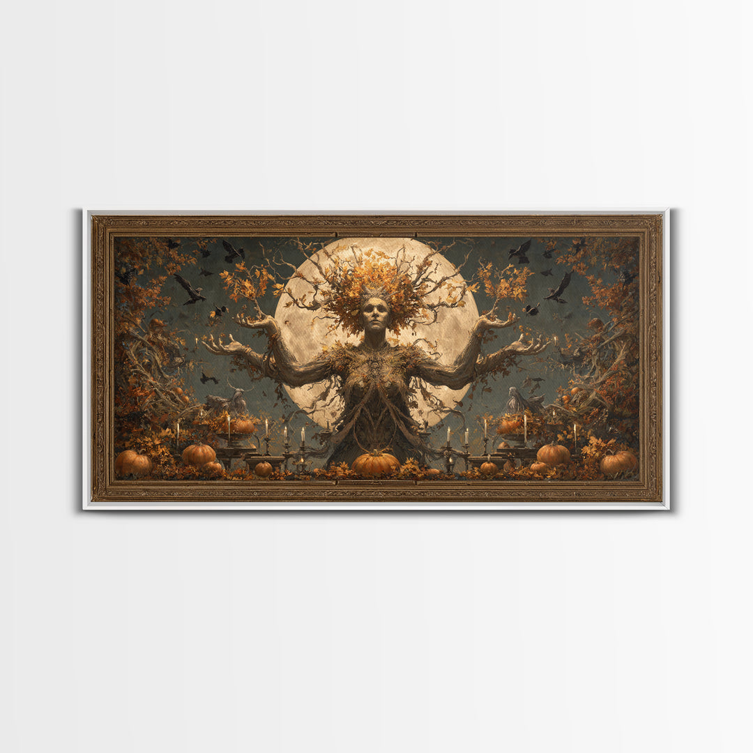 The Personification Of October, Apocalyptic Romantic Art, Wide Panoramic Art, Gothic Horror Wall Art, Canvas Print, Halloween Wall Art