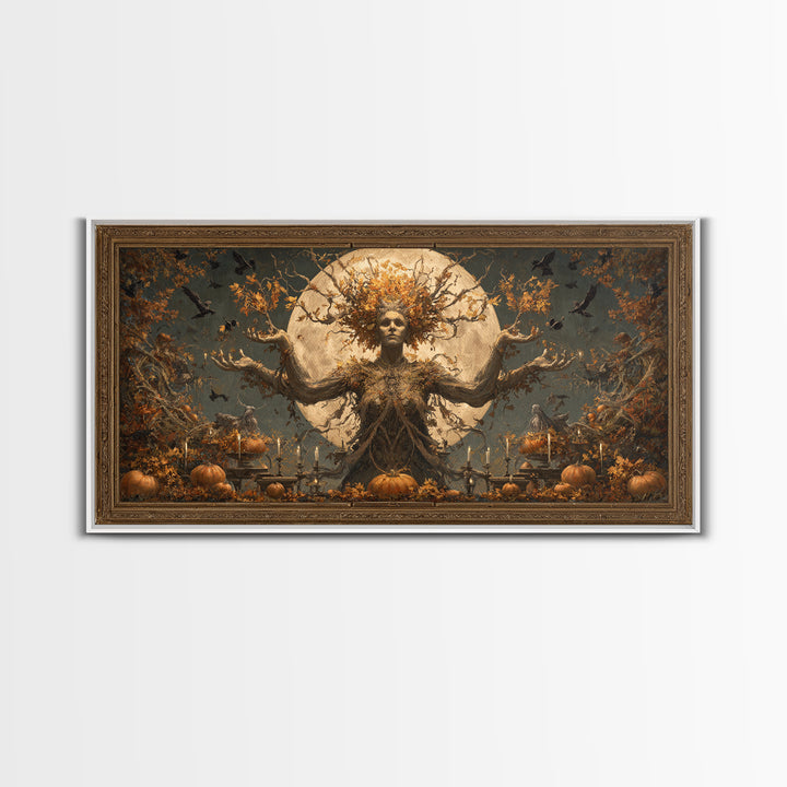 The Personification Of October, Apocalyptic Romantic Art, Wide Panoramic Art, Gothic Horror Wall Art, Canvas Print, Halloween Wall Art