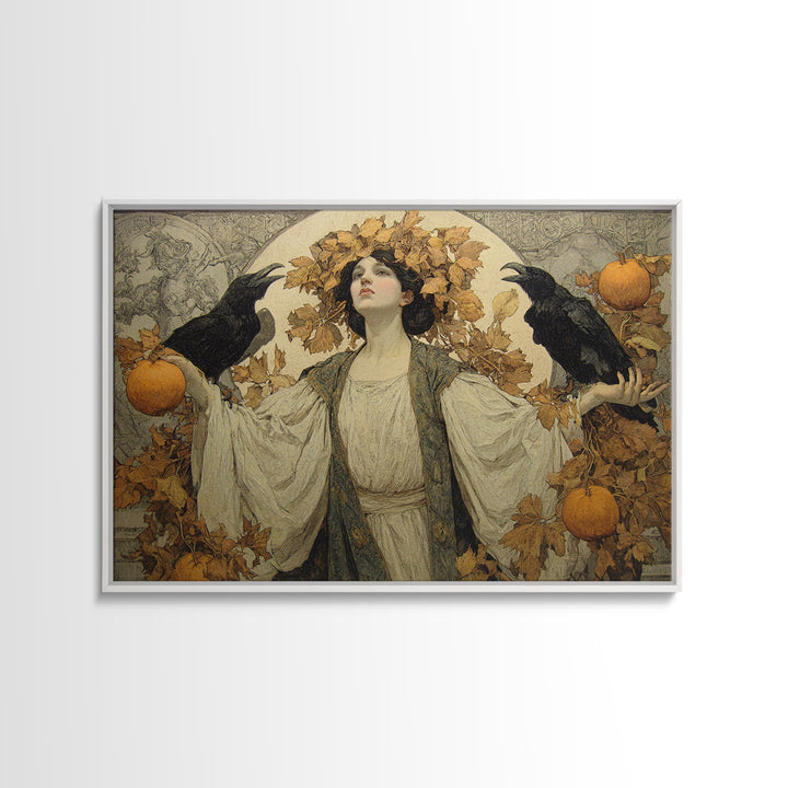 The Personification Of October, Symbolist Death Art, Landscape Wall Art, Dark Fantasy Wall Art, Framed Canvas Print