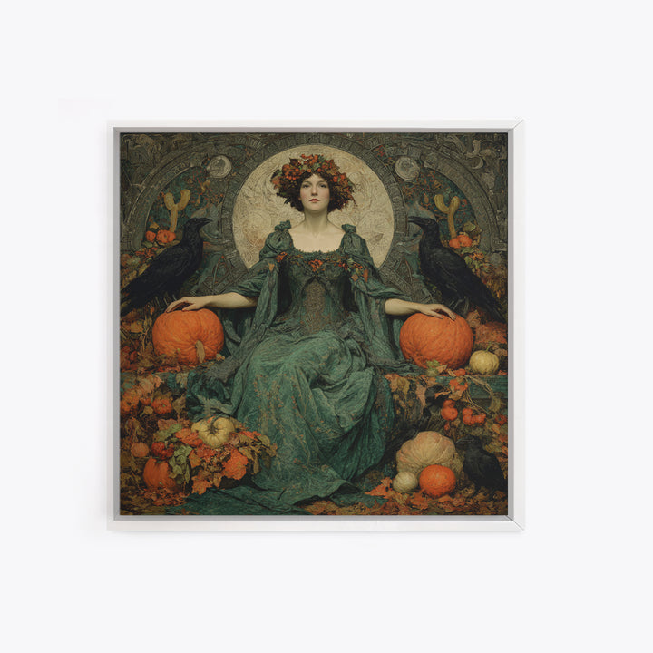 The Personification Of October, Dark Symbolist Art, Square Wall Art, Dark Fantasy Wall Art, Framed Canvas Print, Gothic Home Decor