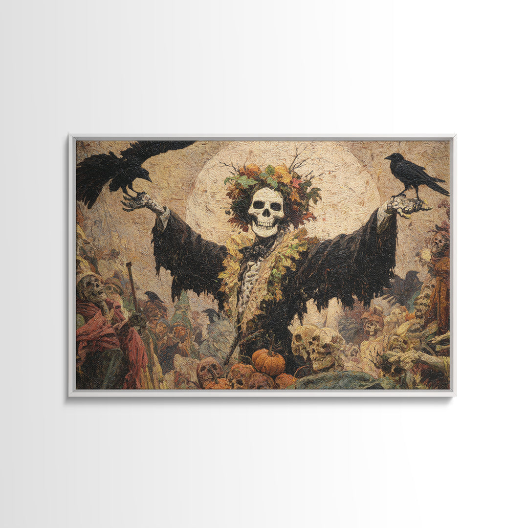 The Personification Of October, Grotesque Carnival Art, Landscape Wall Art, Macabre Wall Art, Framed Canvas Print, Halloween Wall Art
