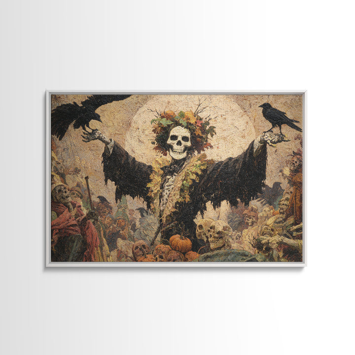 The Personification Of October, Grotesque Carnival Art, Landscape Wall Art, Macabre Wall Art, Framed Canvas Print, Halloween Wall Art