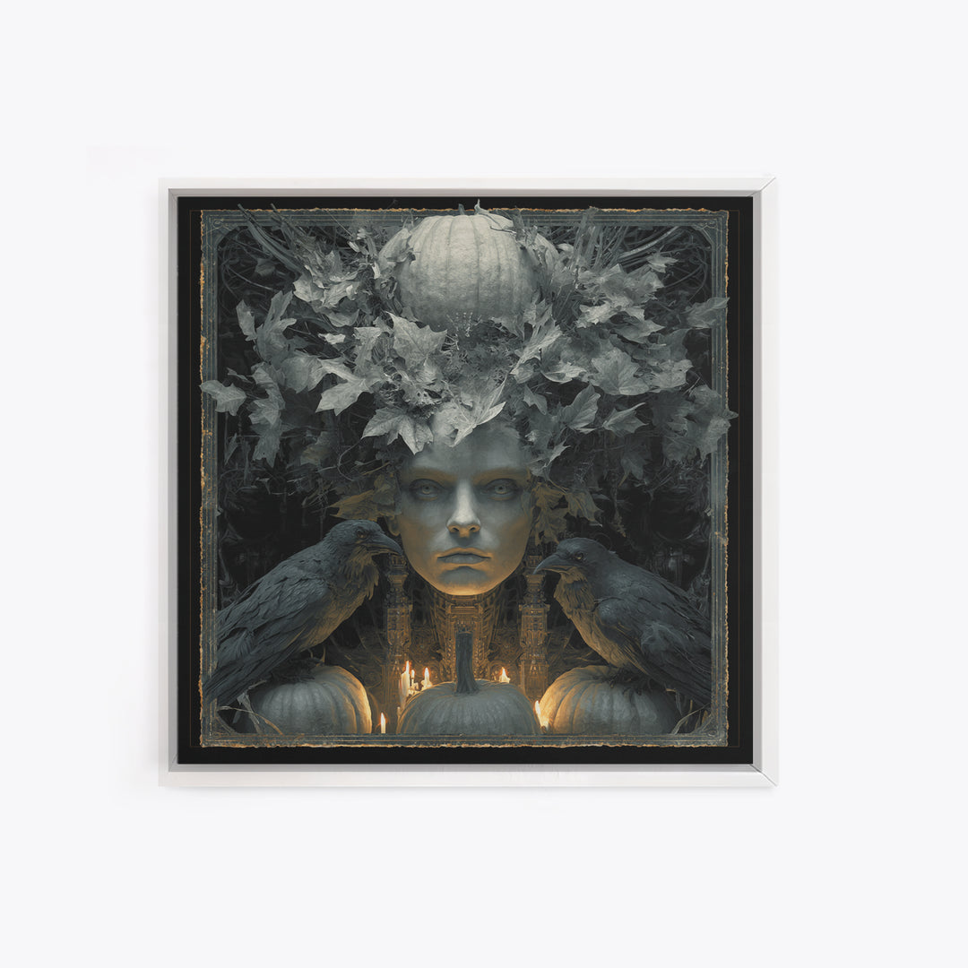 The Personification Of October, Biomechanical Horror Art, Square Wall Art, Dark Halloween Decor, Canvas Print, Halloween Wall Art