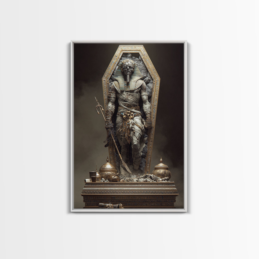 The Pharaoh Of Dustbound Silence, Gothic Engraving Art, Vertical Wall Art, Gothic Horror Wall Art, Canvas Print, Halloween Wall Art