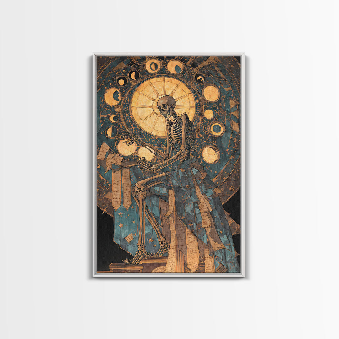 The Astronomer Of The Hollow Sky, Stained Glass Gothic Art, Vertical Wall Art, Dark Halloween Decor, Framed Canvas Print