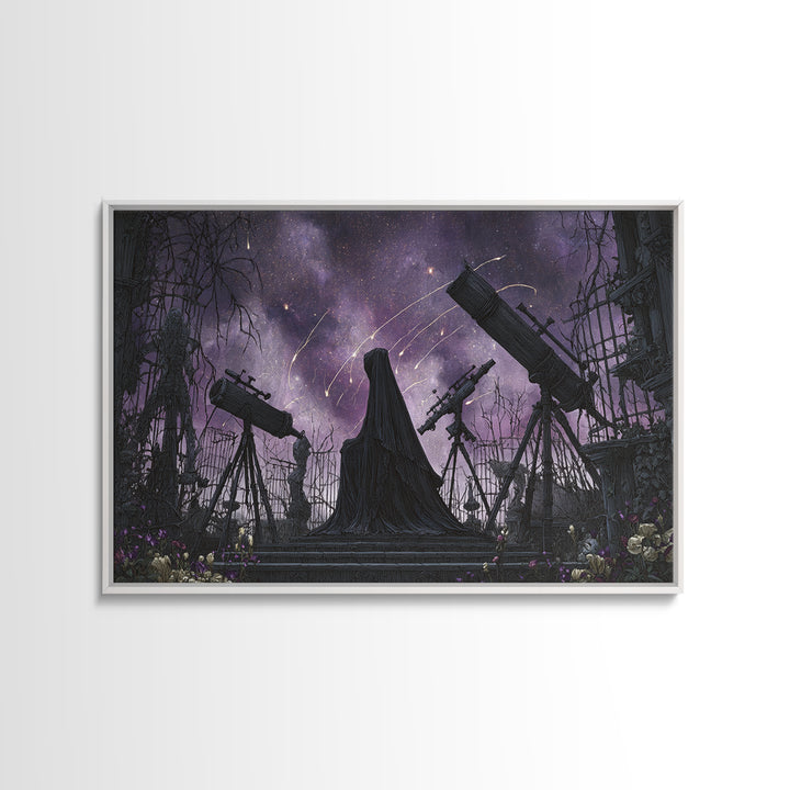 The Widow Of The Whispering Comet, Expressionist Nightmare Art, Landscape Wall Art, Macabre Wall Art, Canvas Print, Halloween Wall Art